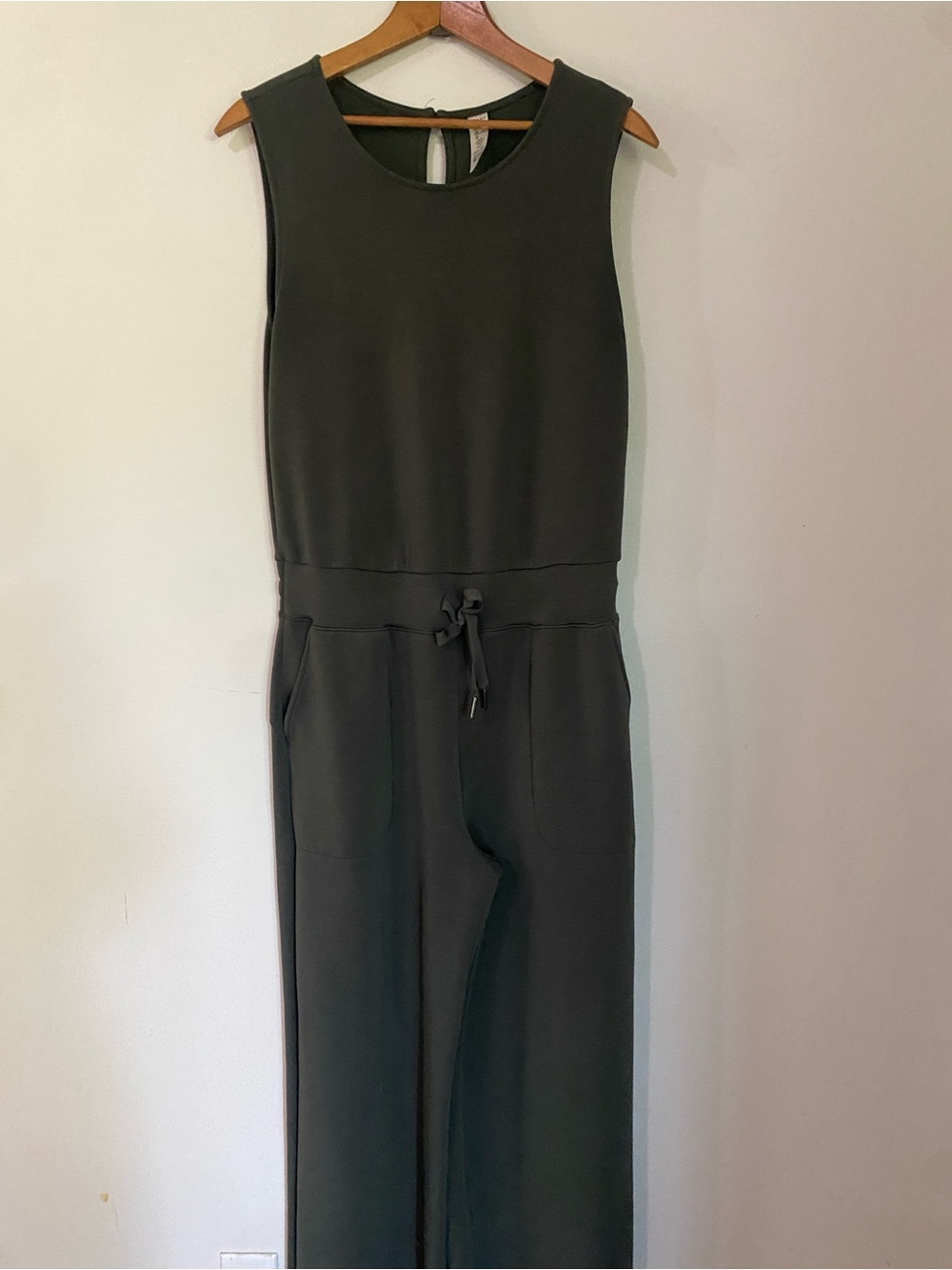 SPANX Olive Green Sleeveless Drawstring Jumpsuit M Medium